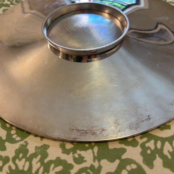 Silver 12" wedding cake stand with rose border, silverplate, footed - Picture 4 of 4